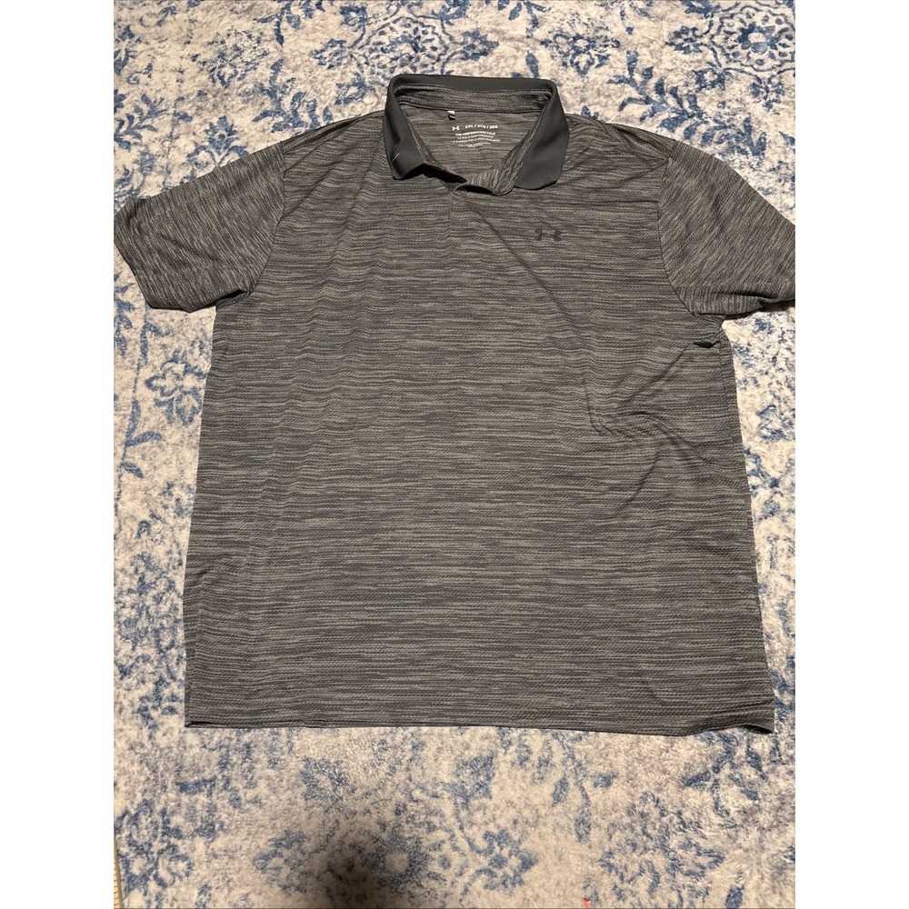 Under Armour Men's 2xl Grey Heathered Short Sleeve Golf Polo Shirt Performance